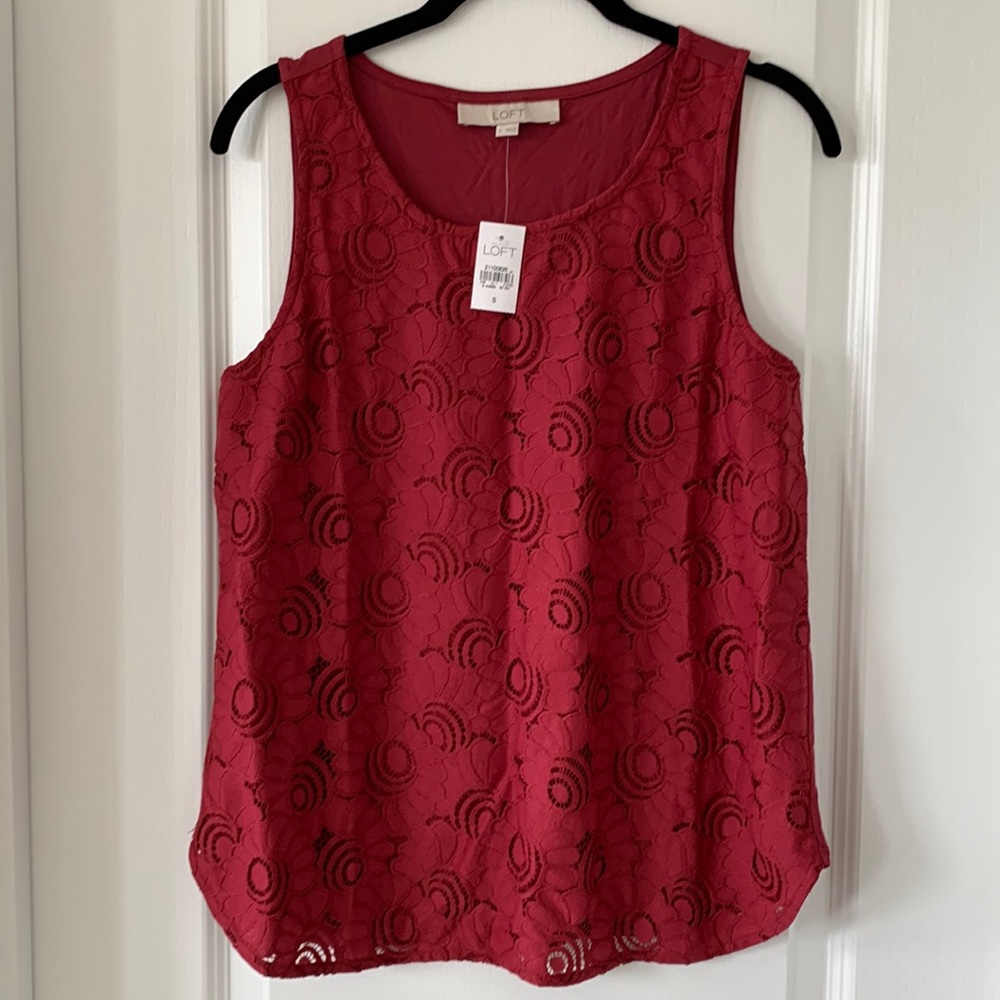 NWT LOFT Red Floral Print Sleeveless Top Size S